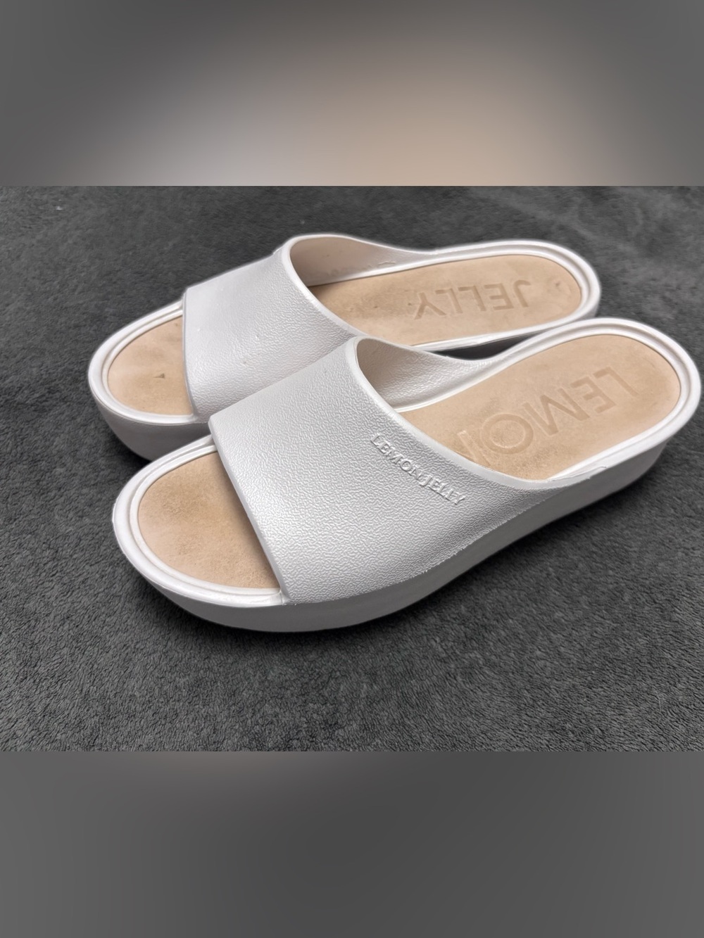 Lemon jelly White Platform Slide Mules